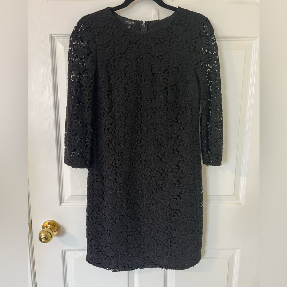 Talbots Black Lace Long Sleeve Dress - 6P
